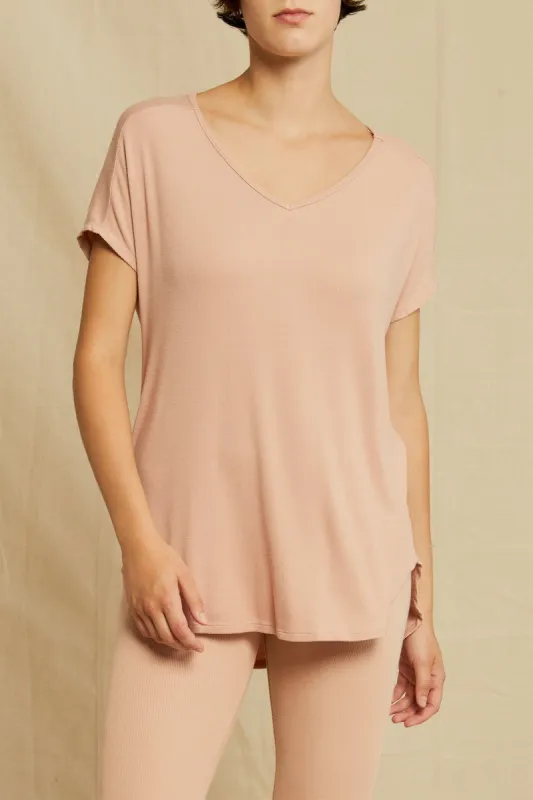 Stella Dream Rib Tee - Rose - ReAmour sold by Amour Vert