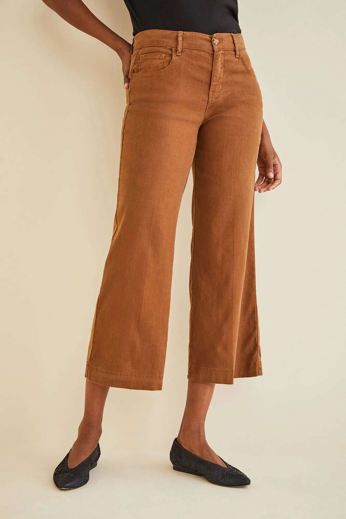 Annabelle Wide Leg Cropped Pant - Tobacco sold by Amour Vert product image thumbnail 3