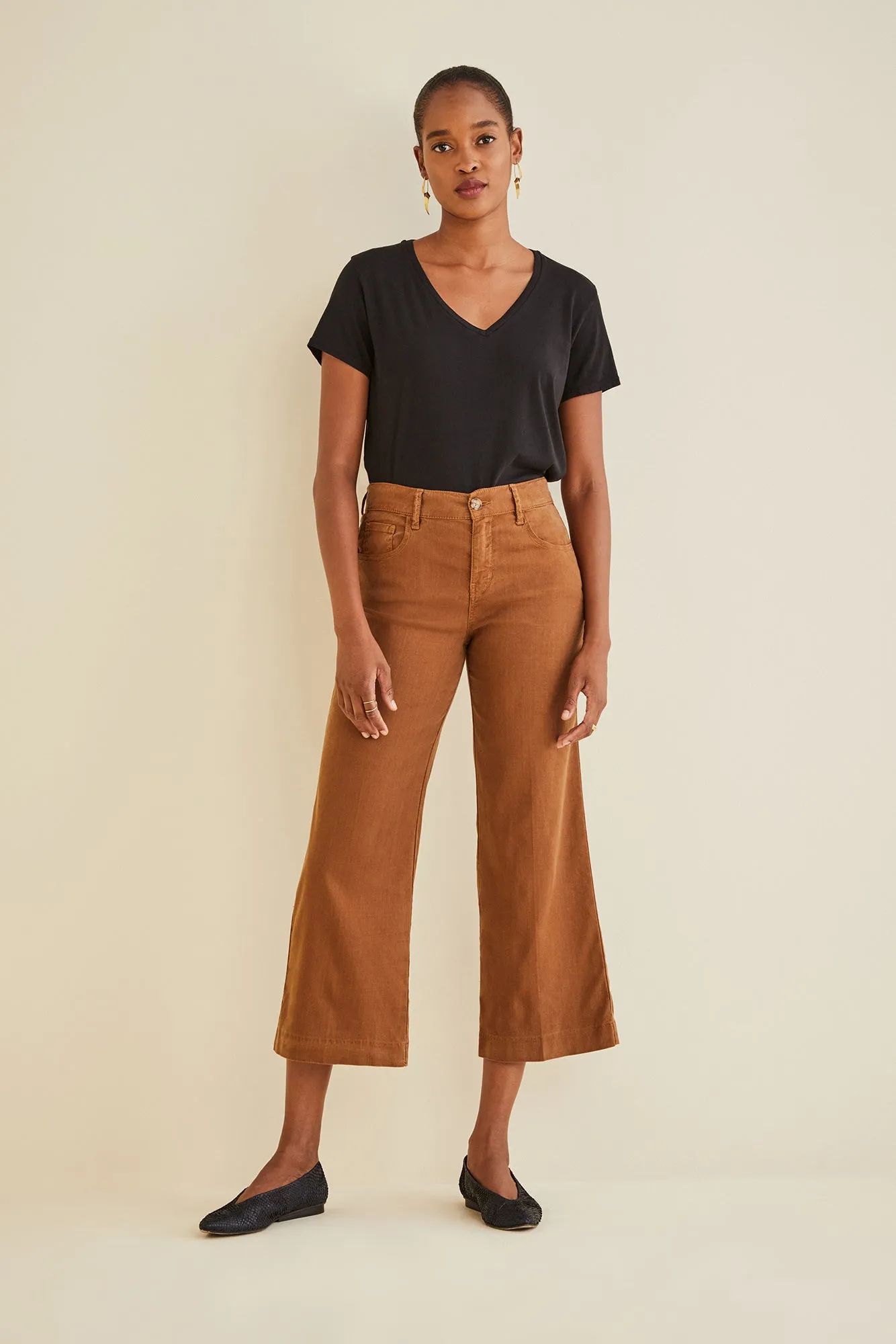 Annabelle Wide Leg Cropped Pant - Tobacco sold by Amour Vert product image thumbnail 4