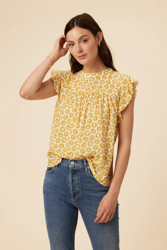 Calla Ecovero Blouse - Calico Sunflower sold by Amour Vert