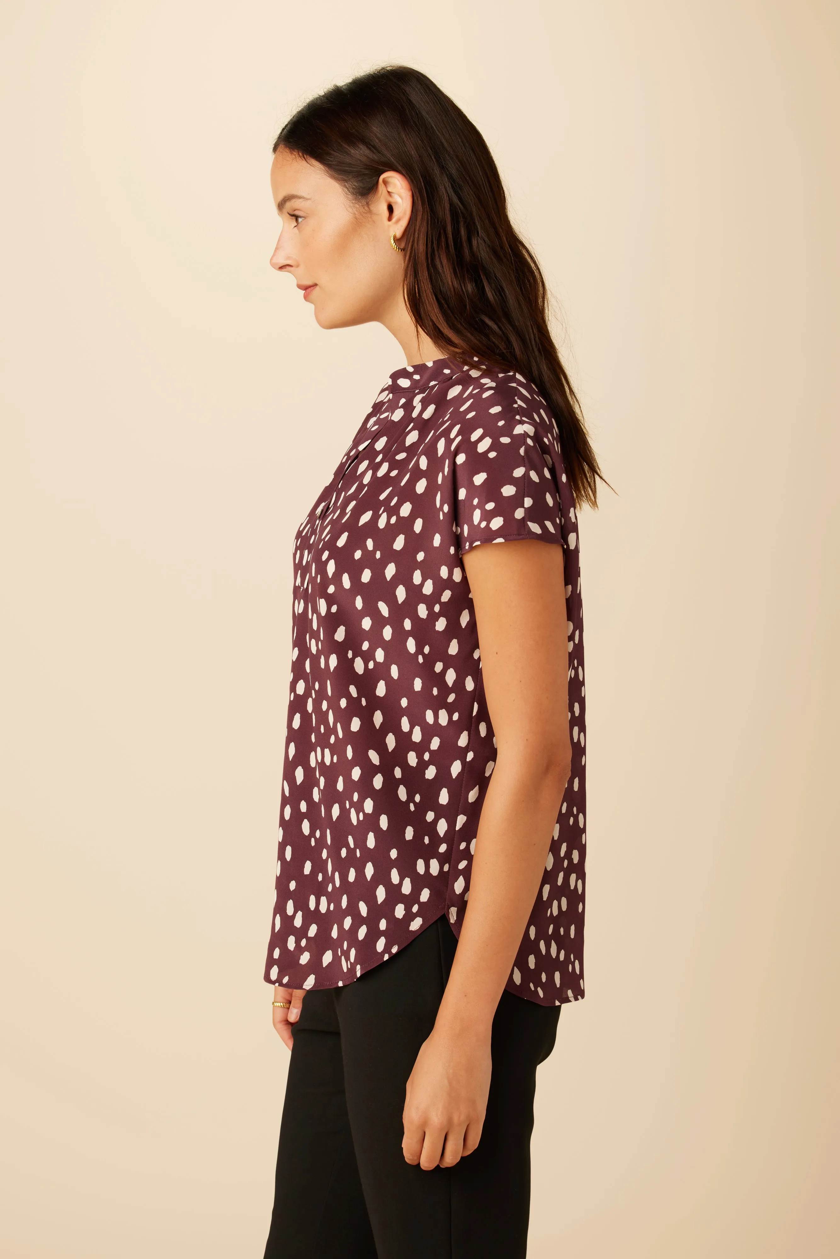 Renata Washable Silk Blouse - Pebble Dot Plum sold by Amour Vert product image thumbnail 2
