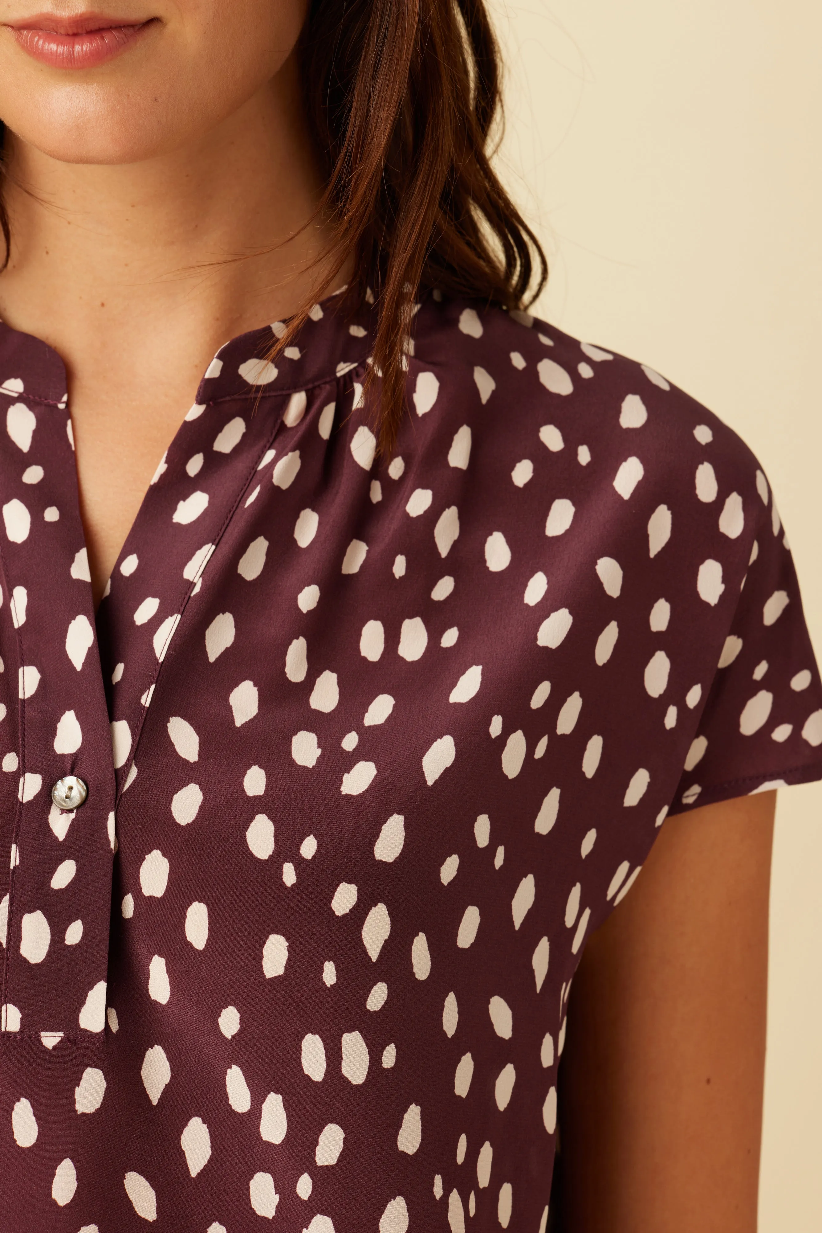 Renata Washable Silk Blouse - Pebble Dot Plum sold by Amour Vert product image thumbnail 4