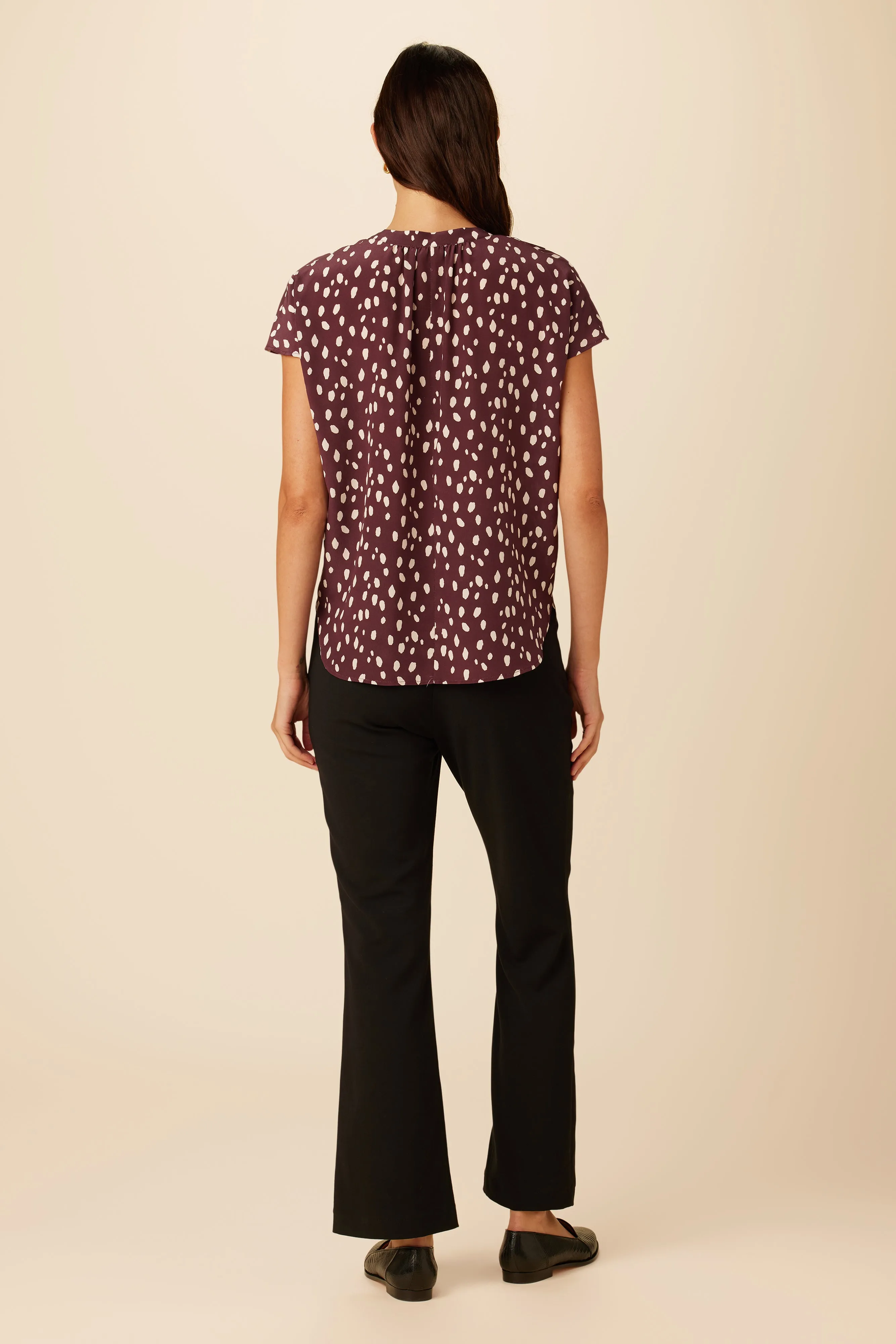 Renata Washable Silk Blouse - Pebble Dot Plum sold by Amour Vert product image thumbnail 3