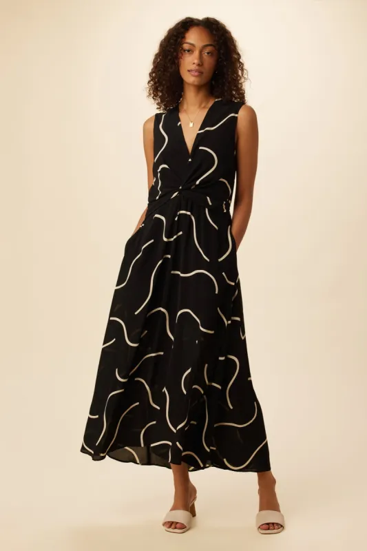 Olive Viscose Crepe Dress - Waves sold by Amour Vert
