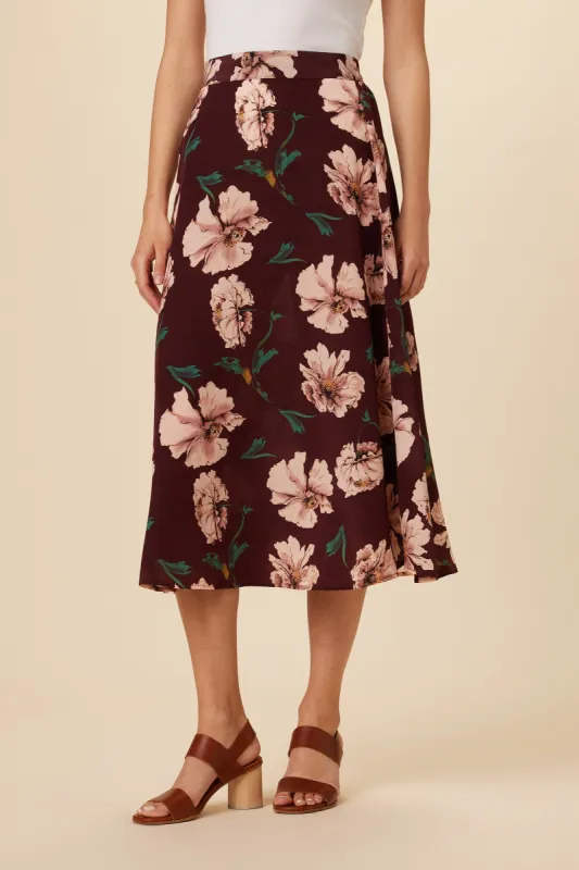 Blaze Washable Silk Skirt - Paysage Sepia sold by Amour Vert