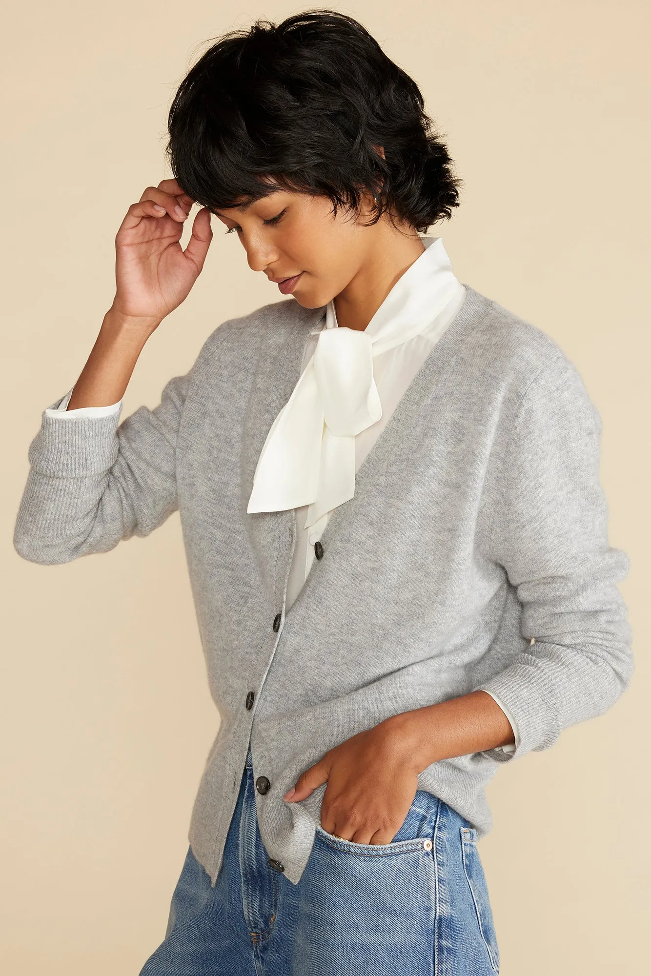 Mason Cashmere Cardigan - Heather Grey sold by Amour Vert product image thumbnail 3
