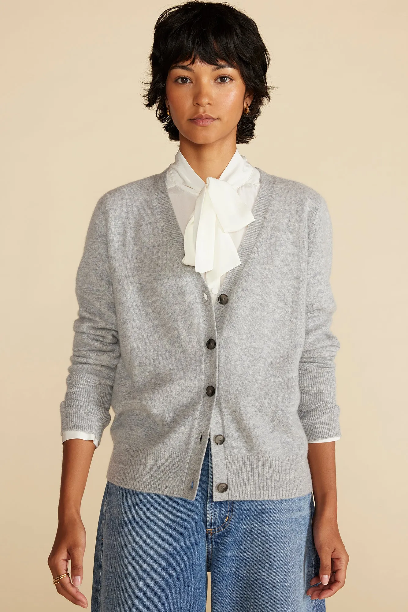 Mason Cashmere Cardigan - Heather Grey sold by Amour Vert
