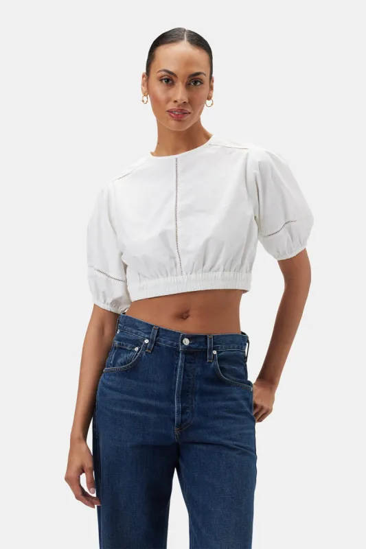 Lisa Organic Cotton Poplin Top - White sold by Amour Vert