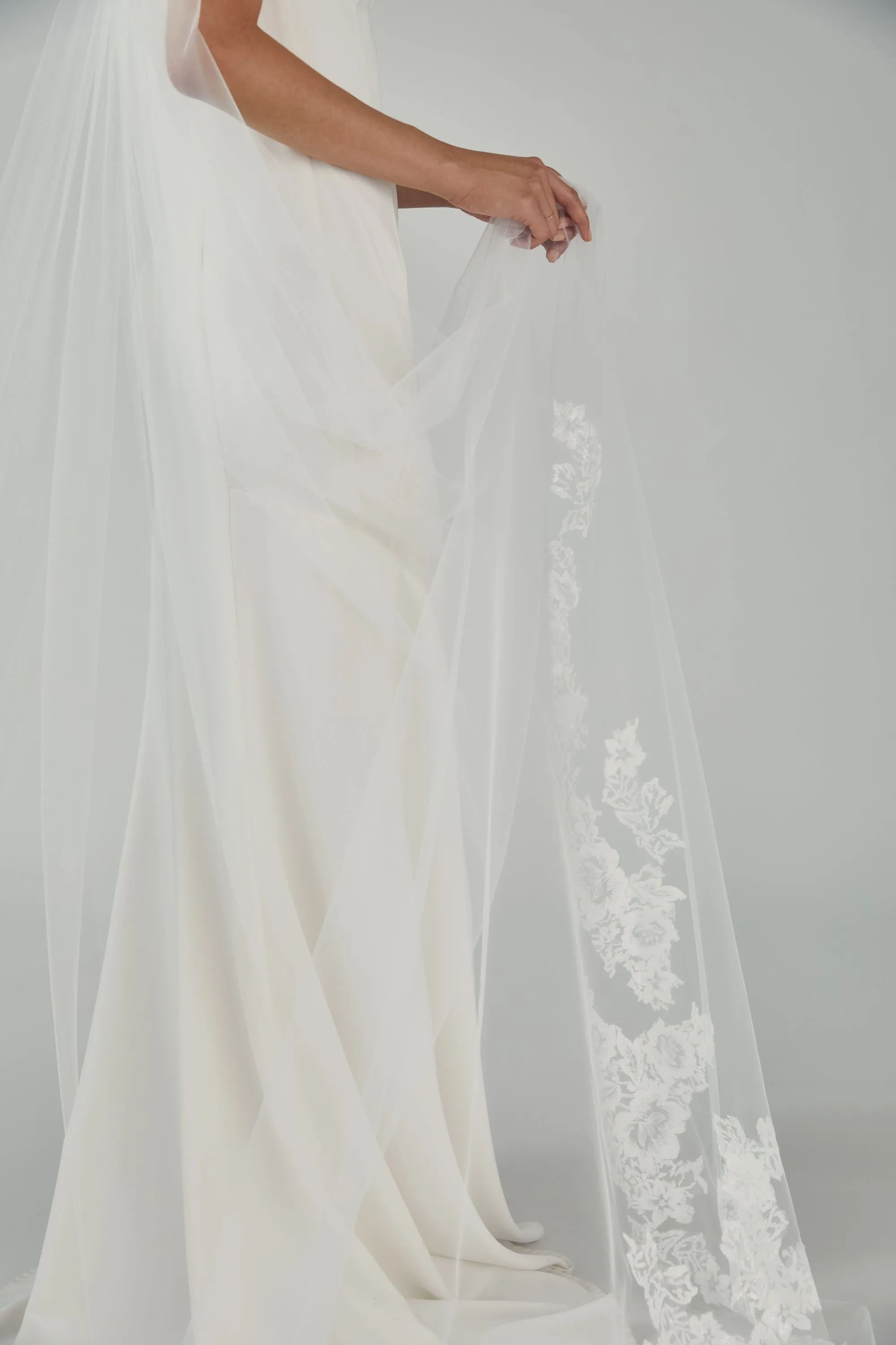 Cathedral Length Veil with Sequin Lace Border sold by Amsale product image thumbnail 2