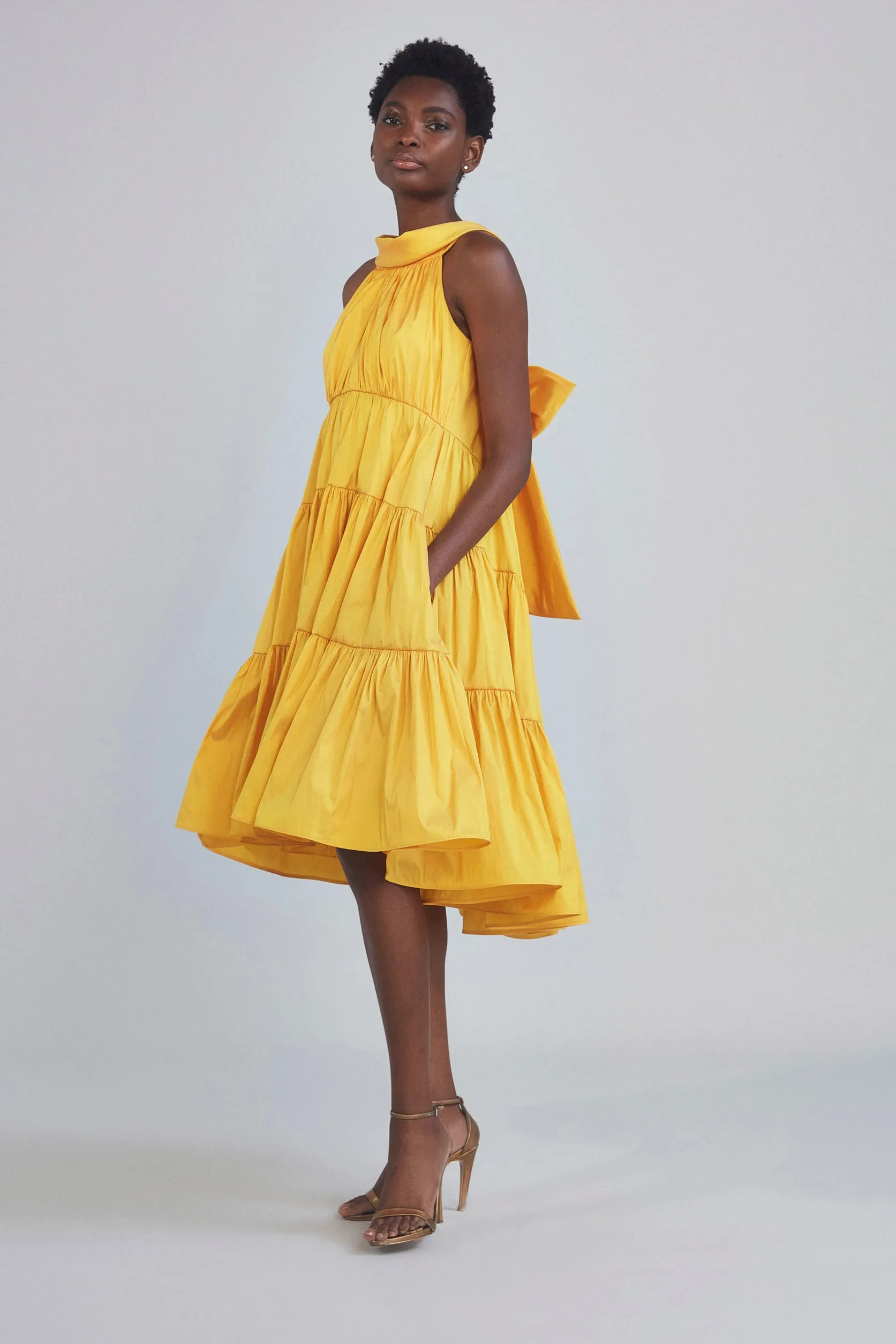 P387T - Taffeta Trapeze Dress sold by Amsale product image thumbnail 4