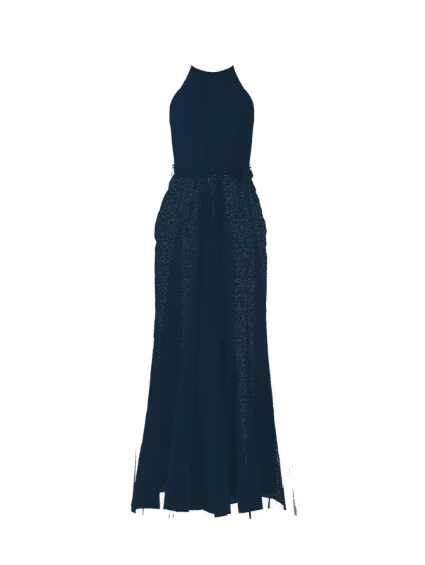 Bodice(Kyra), Skirt(Justine),Belt(Sash), navy sold by Amsale