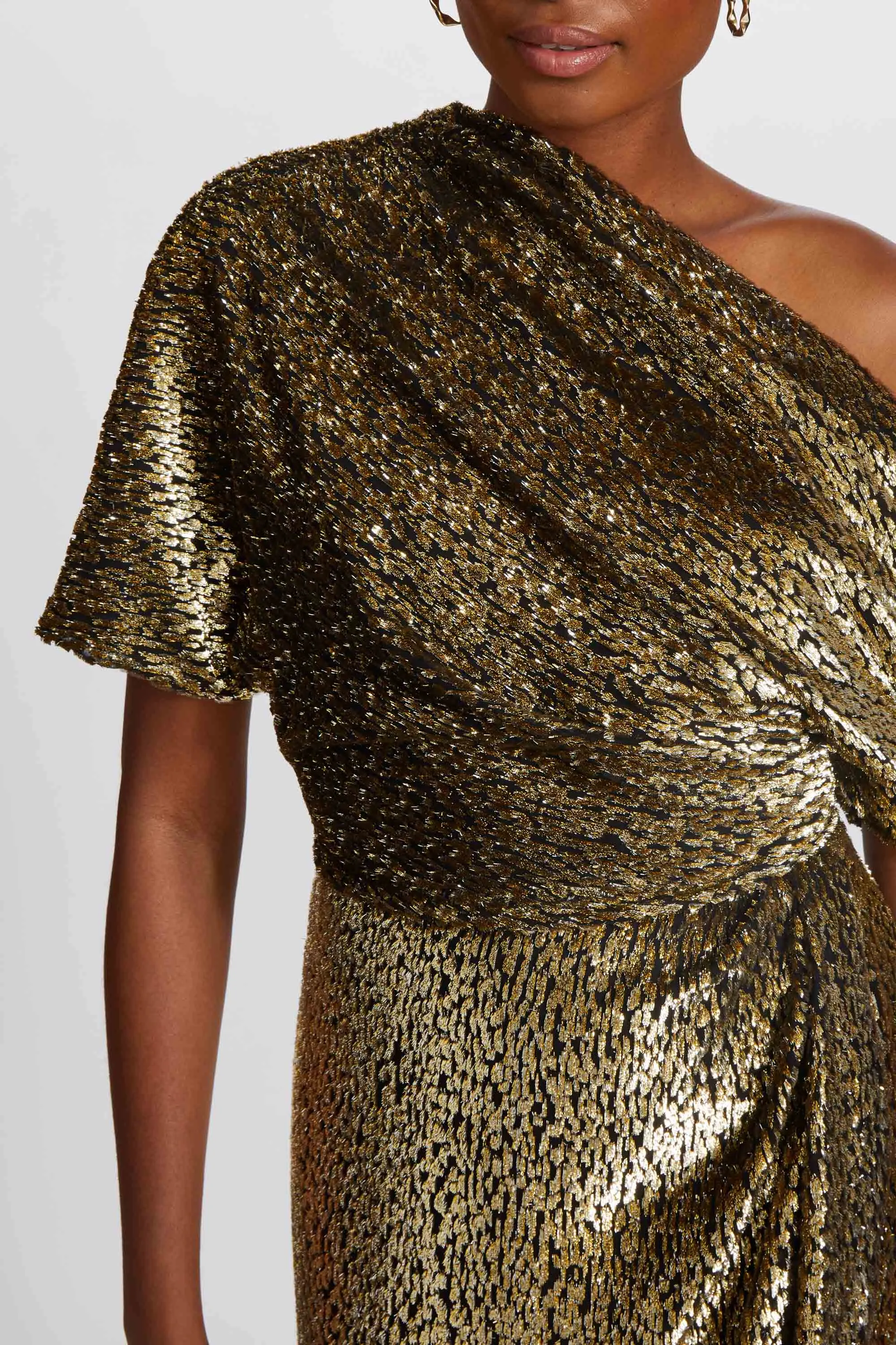 Gold Lamé Draped Slouch Gown sold by Amsale product image thumbnail 4