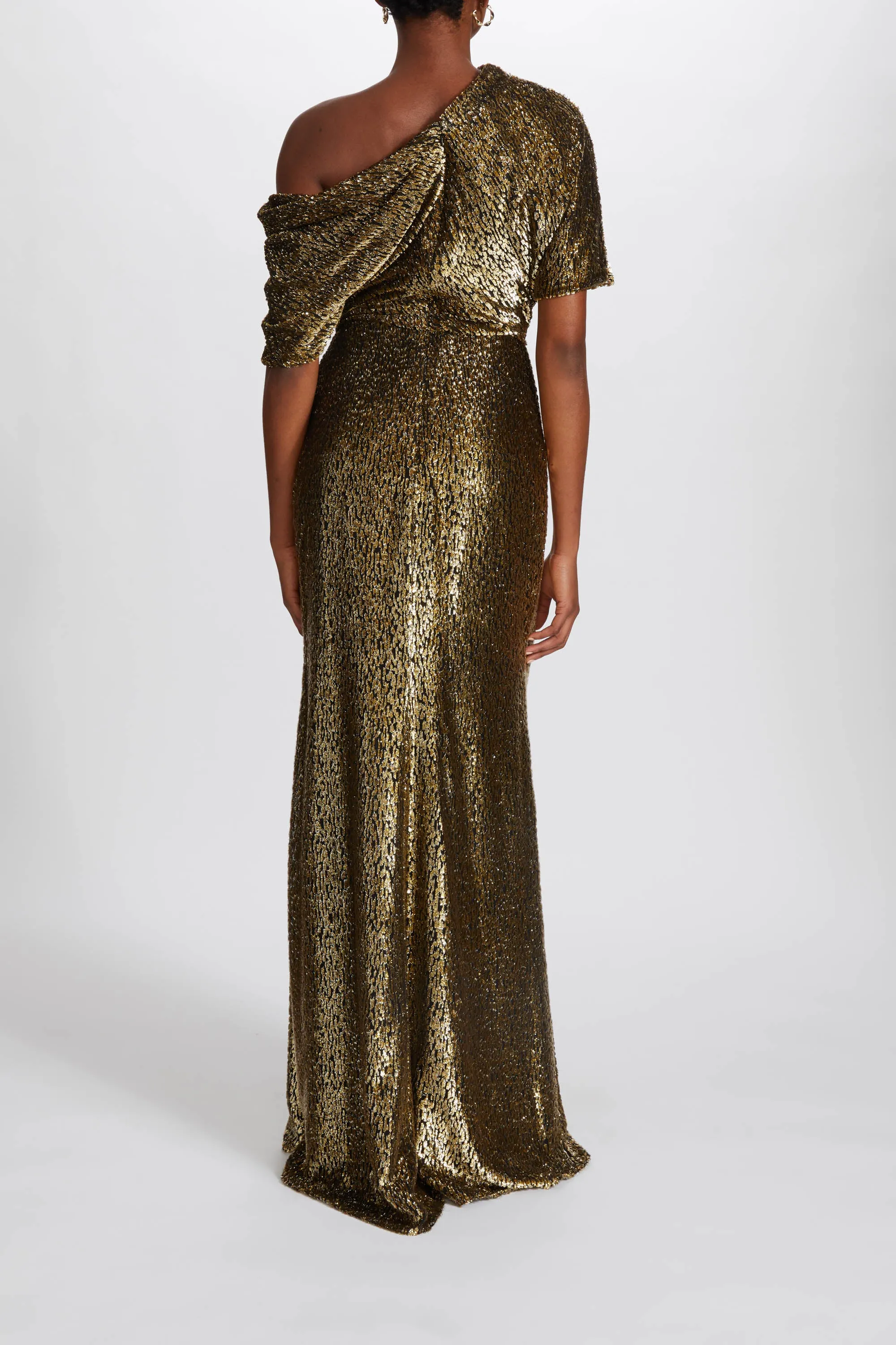 Gold Lamé Draped Slouch Gown sold by Amsale product image thumbnail 5