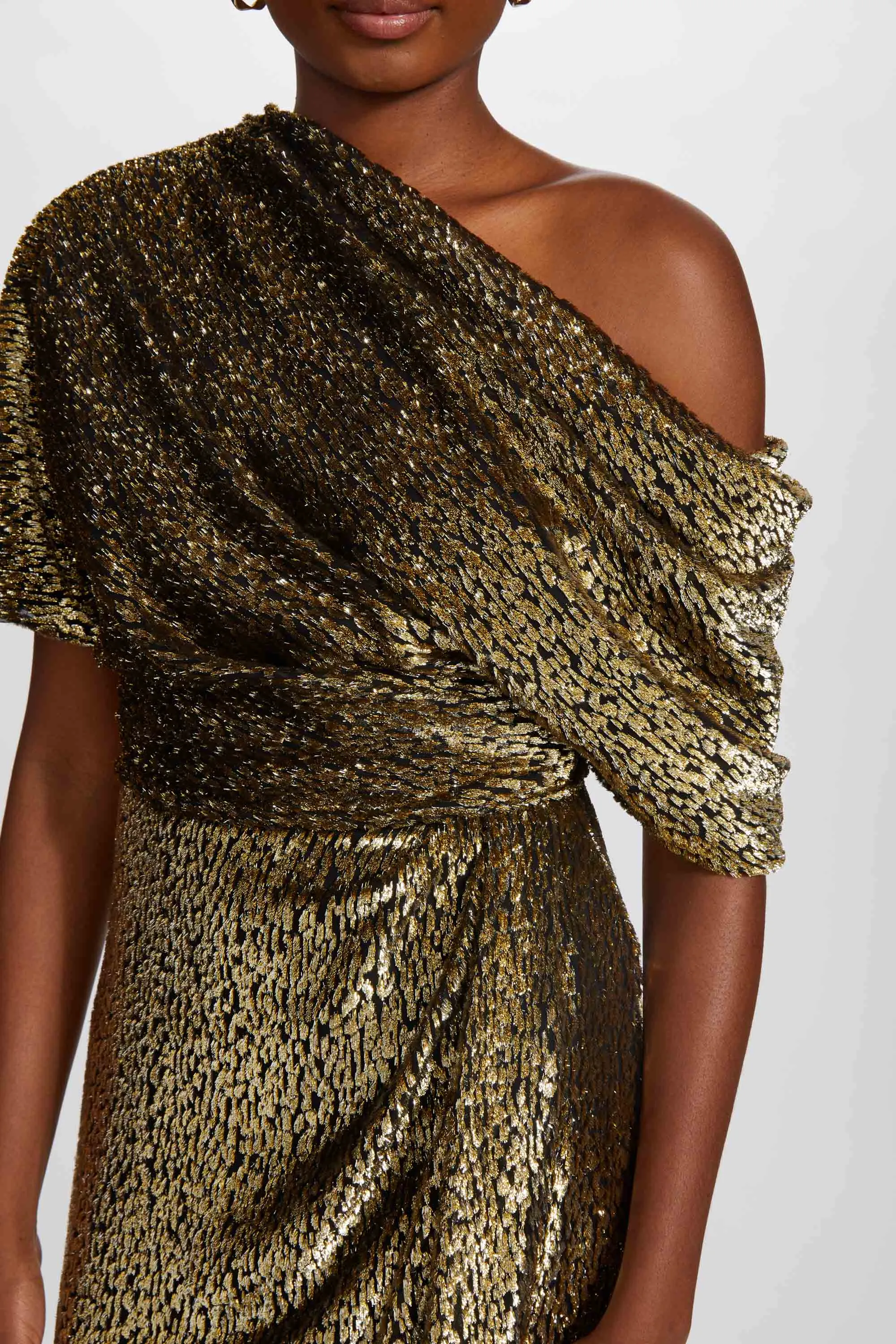 Gold Lamé Draped Slouch Gown sold by Amsale product image thumbnail 2