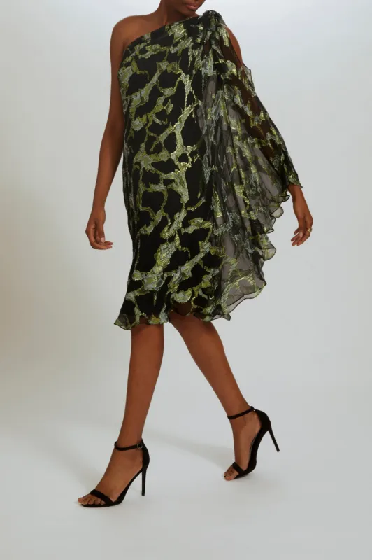 Metallic Asymmetric Sheath Dress sold by Amsale