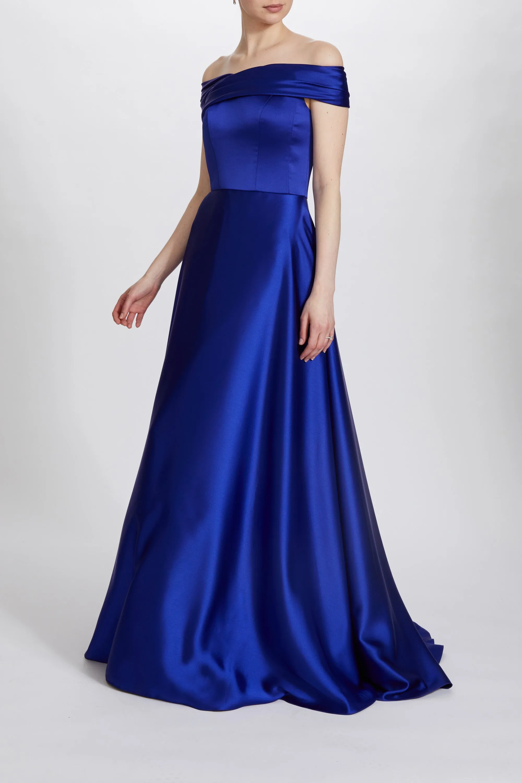 P621S - Fluid Satin Off-the-Shoulder Gown sold by Amsale product image thumbnail 3