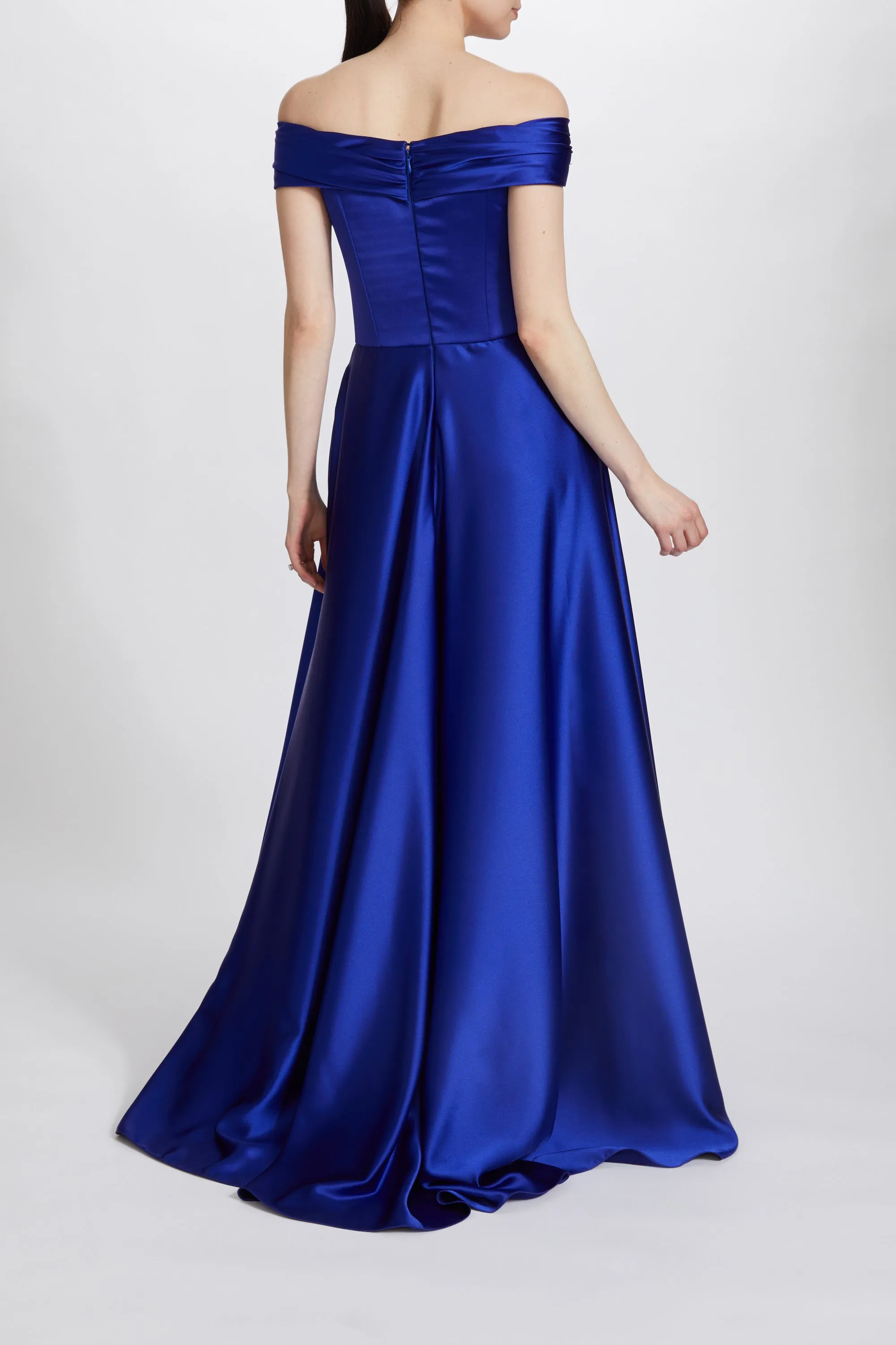 P621S - Fluid Satin Off-the-Shoulder Gown sold by Amsale product image thumbnail 4