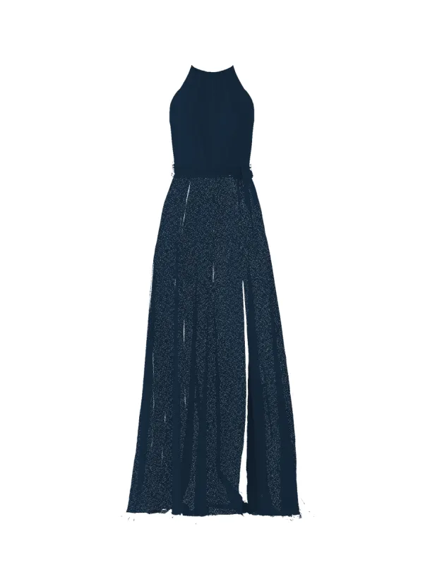 Bodice(Kyra), Skirt(Arabella),Belt(Sash), navy sold by Amsale