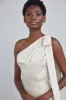 P393S - One-Shoulder Bow Dress - Hunter sold by Amsale