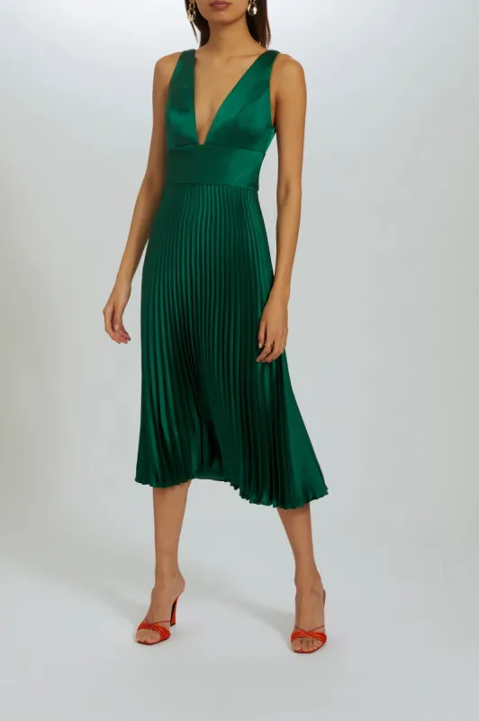 P553S - V-neck Pleated Midi Dress sold by Amsale