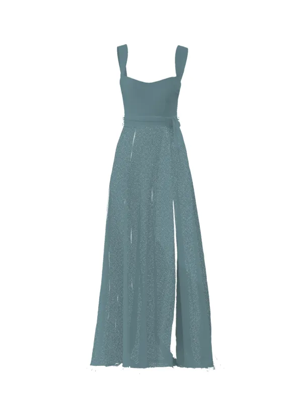 Bodice(Alexis), Skirt(Arabella),Belt(Sash), teal sold by Amsale
