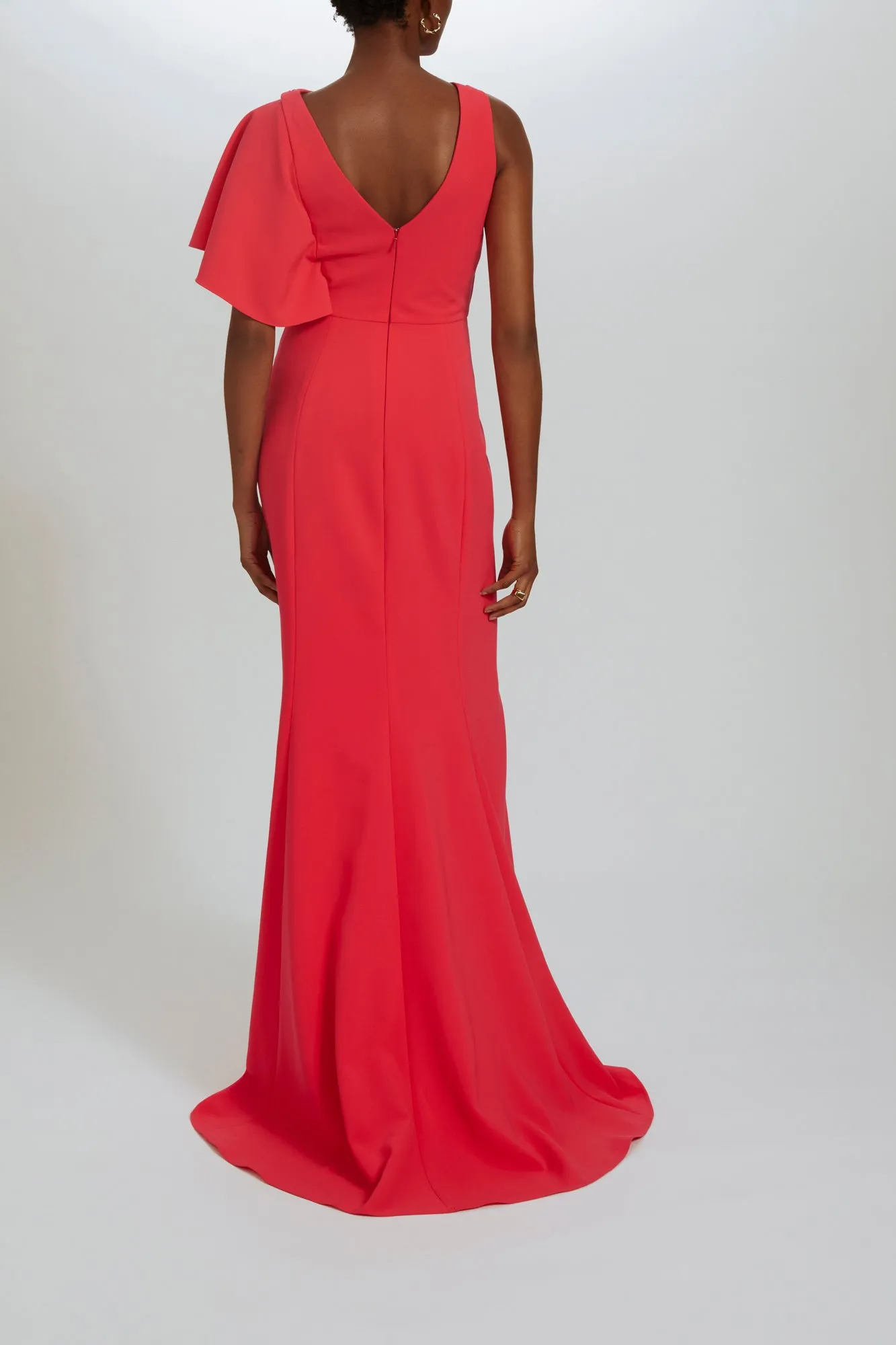 P537 - Asymmetric Sleeve Crepe Gown sold by Amsale product image thumbnail 3