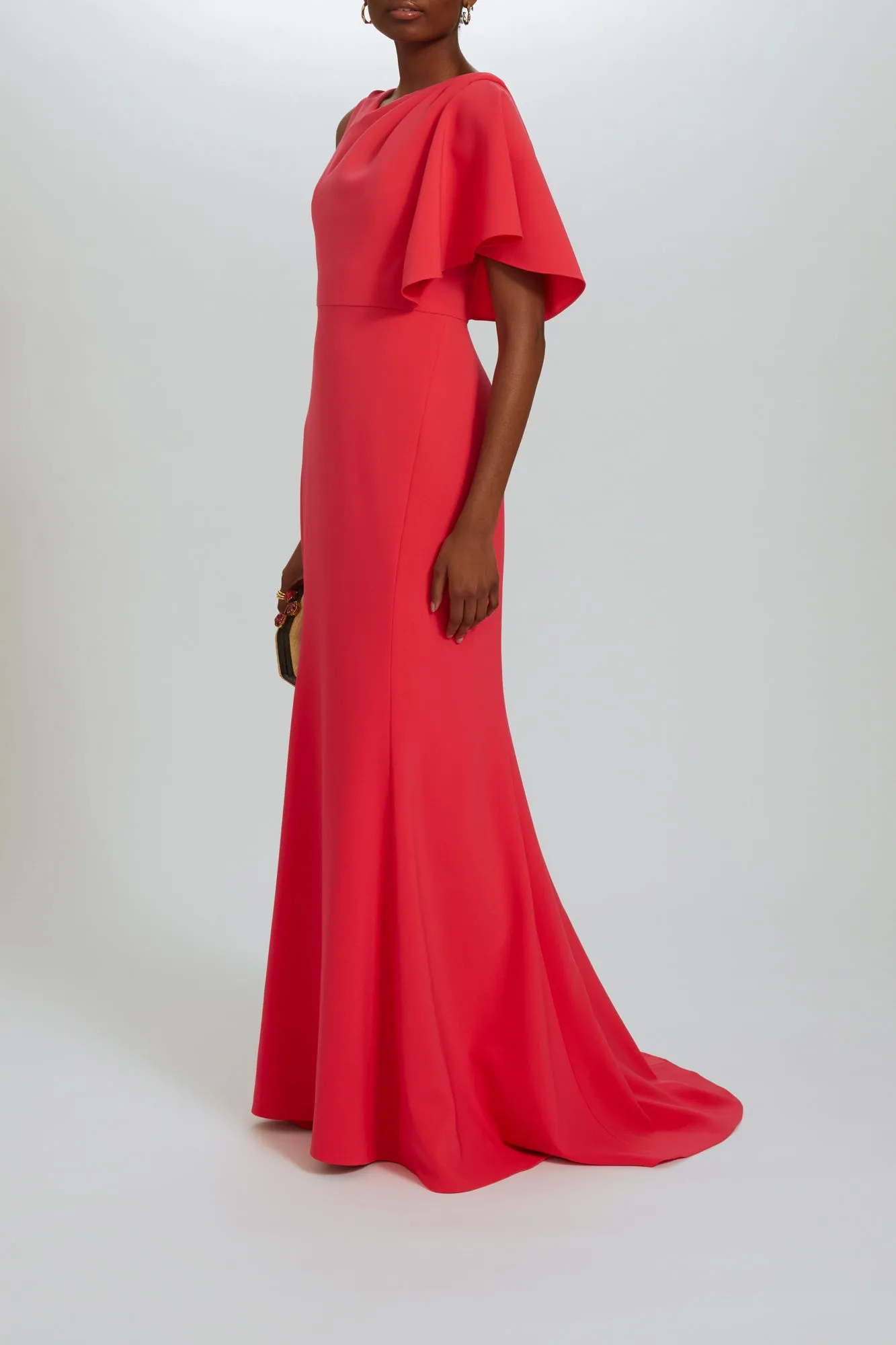 P537 - Asymmetric Sleeve Crepe Gown sold by Amsale product image thumbnail 5