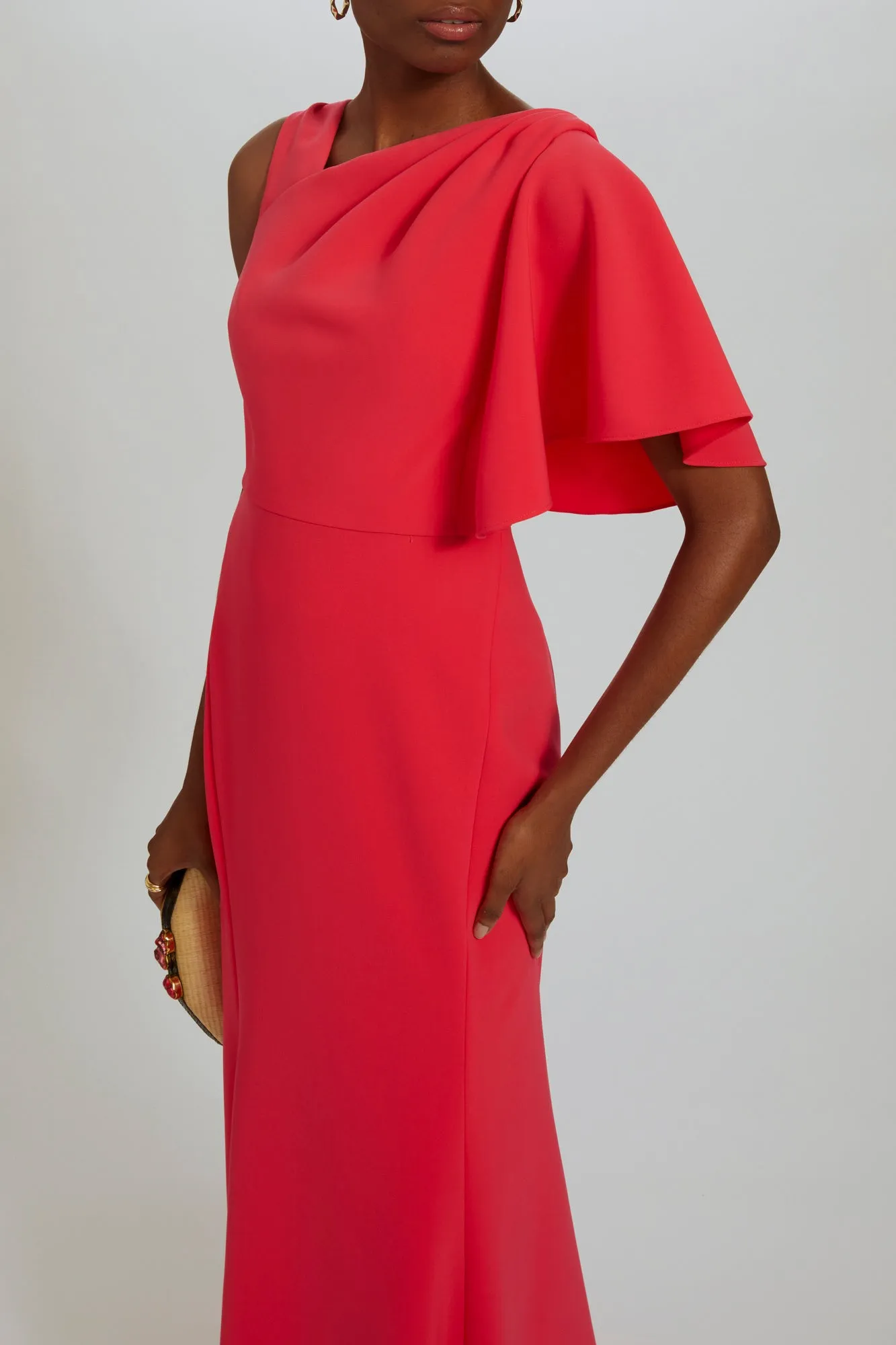 P537 - Asymmetric Sleeve Crepe Gown sold by Amsale product image thumbnail 4