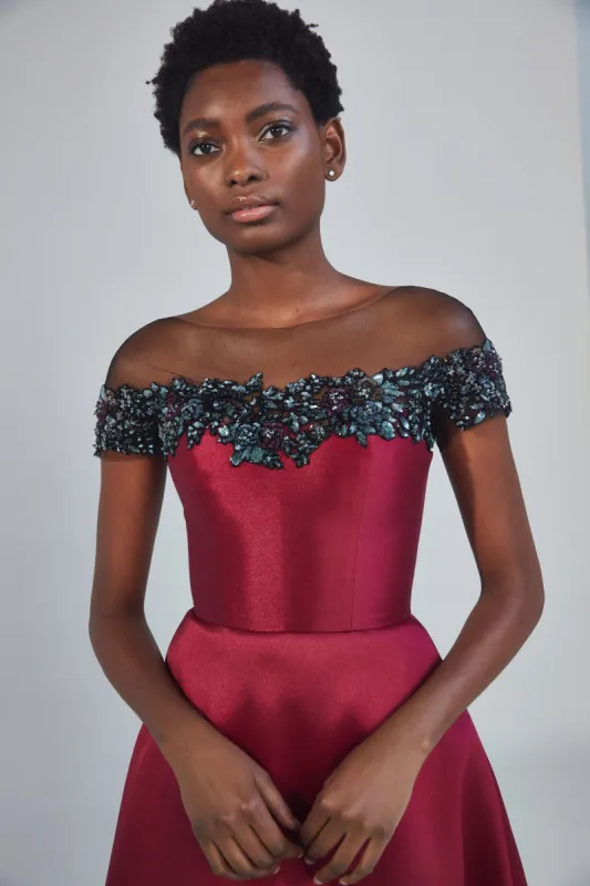 P403M - Mikado Illusion Gown - Navy sold by Amsale