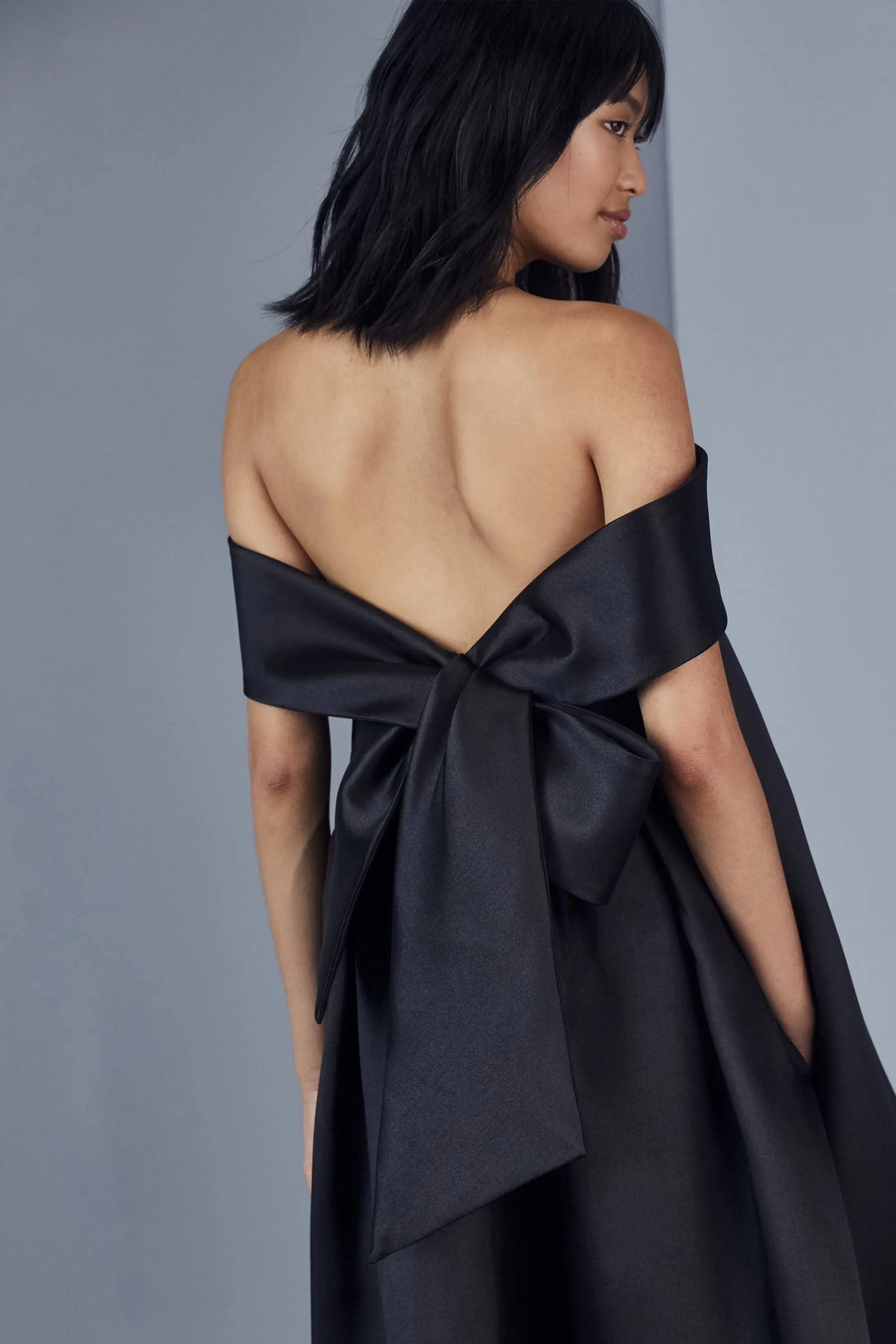 P370M - Bow back trapeze dress sold by Amsale