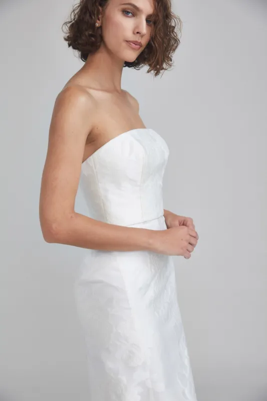 LW199 - Strapless Rose fil-coupe Dress - Ivory sold by Amsale