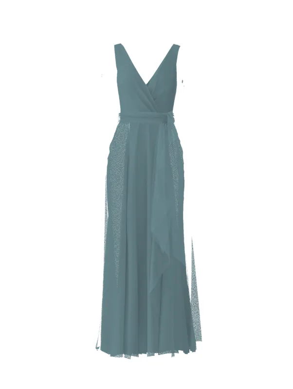 Bodice(Ava), Skirt(Jaycie),Belt(Sash), teal sold by Amsale