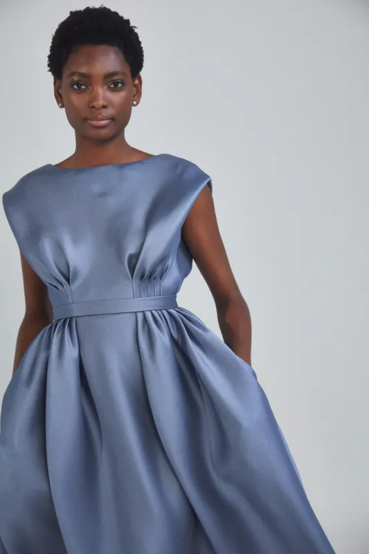 P401M - Mikado A-Line Dress - Navy sold by Amsale