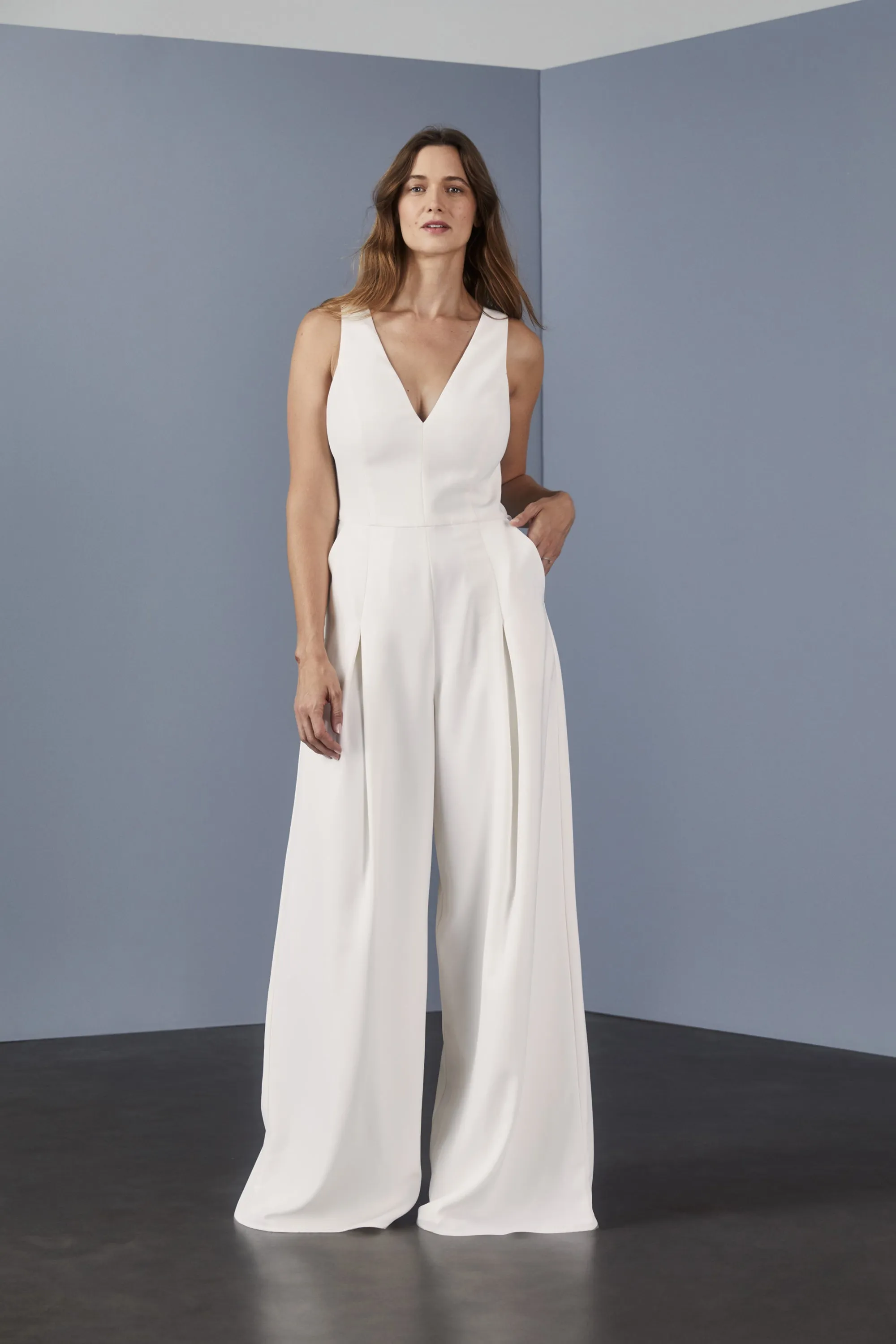 LW136 - Sheer back Jumpsuit - Ivory sold by Amsale product image thumbnail 2