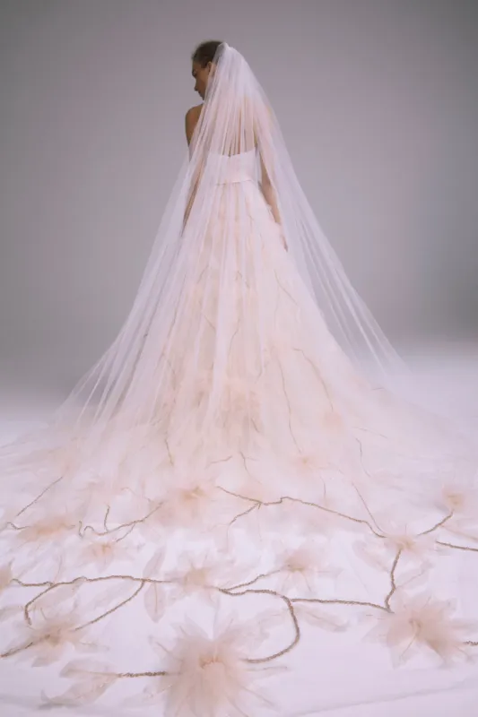 Hand Beaded Floral Veil sold by Amsale