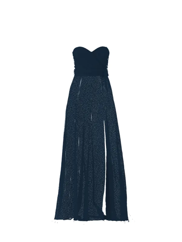 Bodice(Jaycie), Skirt(Arabella),Belt(Sash), navy sold by Amsale