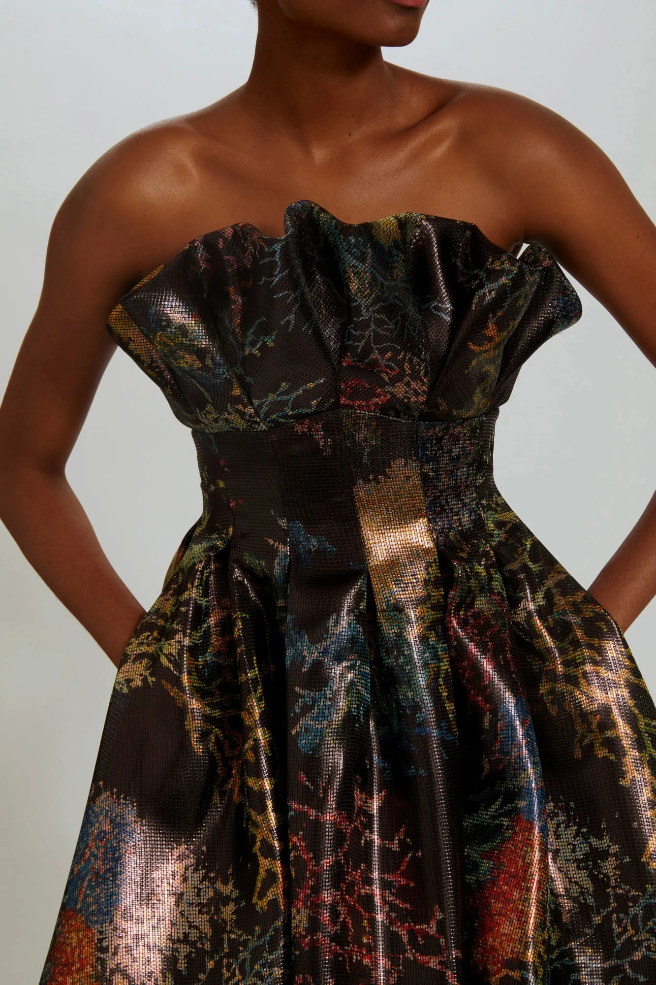 P512 - Coral Lurex Ruffle Dress sold by Amsale product image thumbnail 5