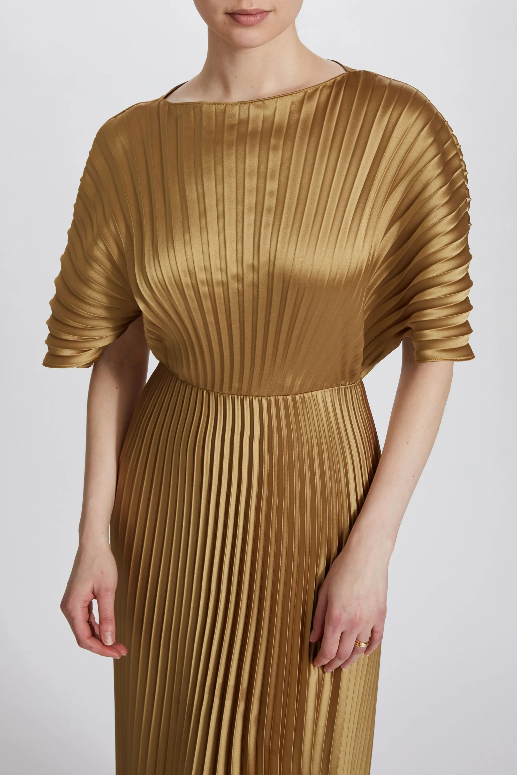 P637S - Fluid Satin Sunburst Pleated Gown sold by Amsale product image thumbnail 2