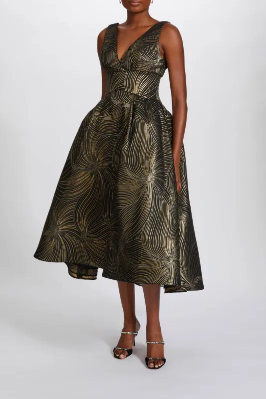 Metallic Jacquard Tea-Length Dress sold by Amsale
