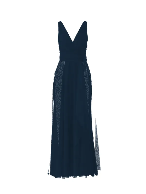 Bodice(Justine), Skirt(Jaycie),Belt(Sash), navy sold by Amsale