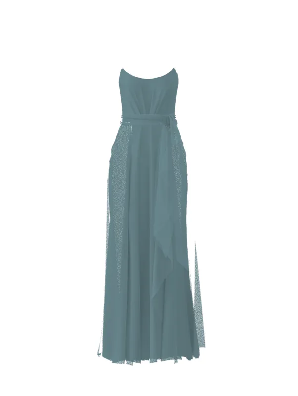 Bodice(Campbell), Skirt(Jaycie),Belt(Sash), teal sold by Amsale
