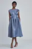 P401M - Mikado A-Line Dress - Smoke sold by Amsale