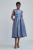 P401M - Mikado A-Line Dress - Smoke sold by Amsale