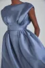 P401M - Mikado A-Line Dress - Smoke sold by Amsale