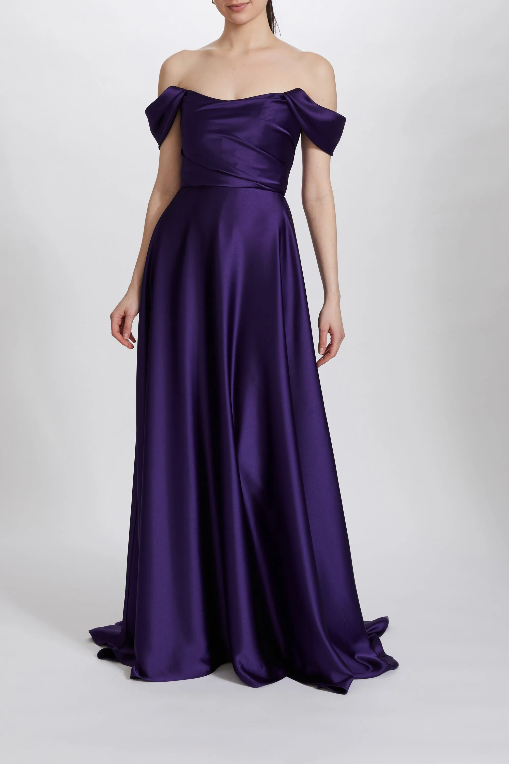 P619S - Fluid Satin Off-the-Shoulder Gown sold by Amsale product image thumbnail 3