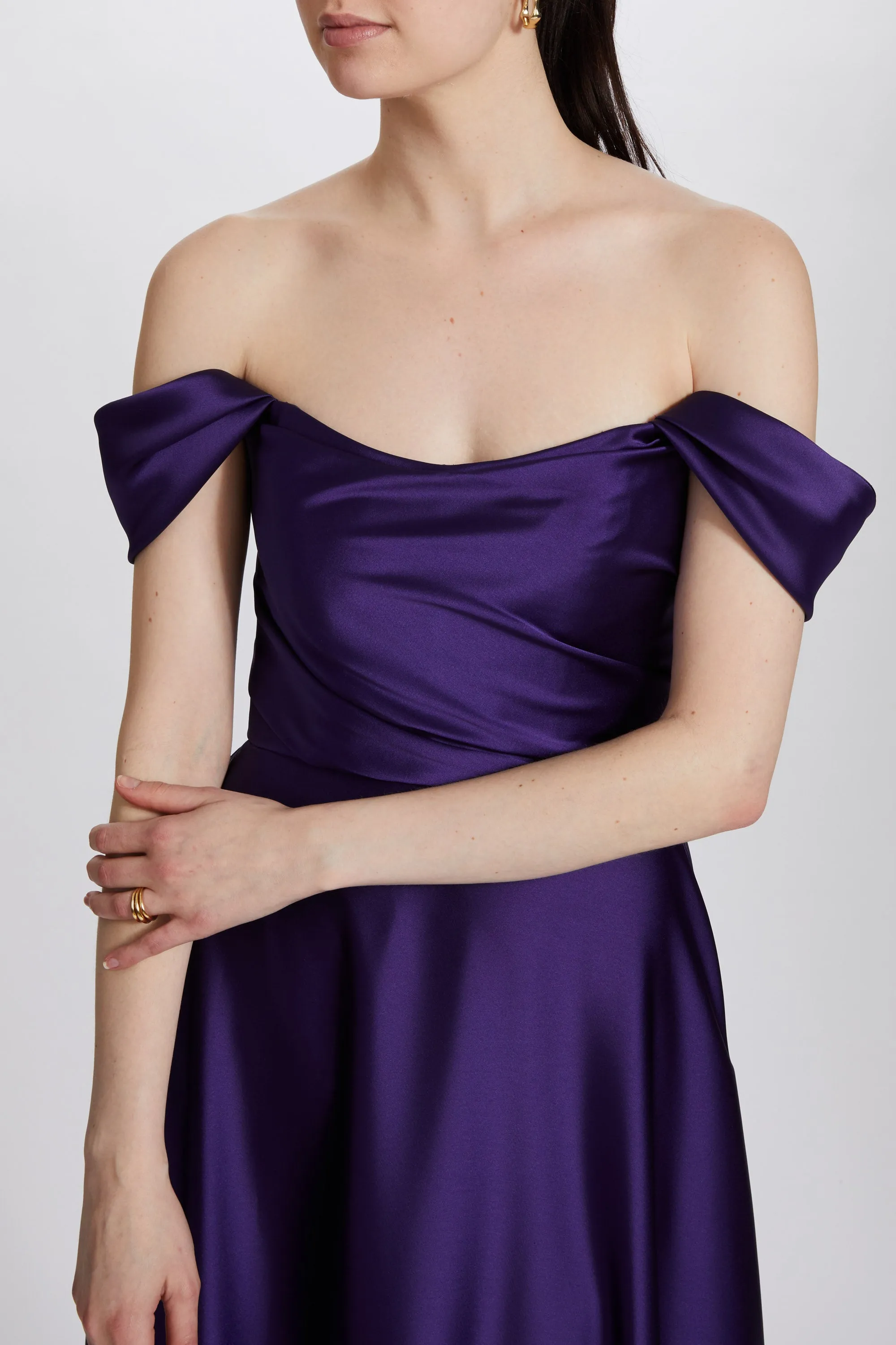 P619S - Fluid Satin Off-the-Shoulder Gown sold by Amsale product image thumbnail 5