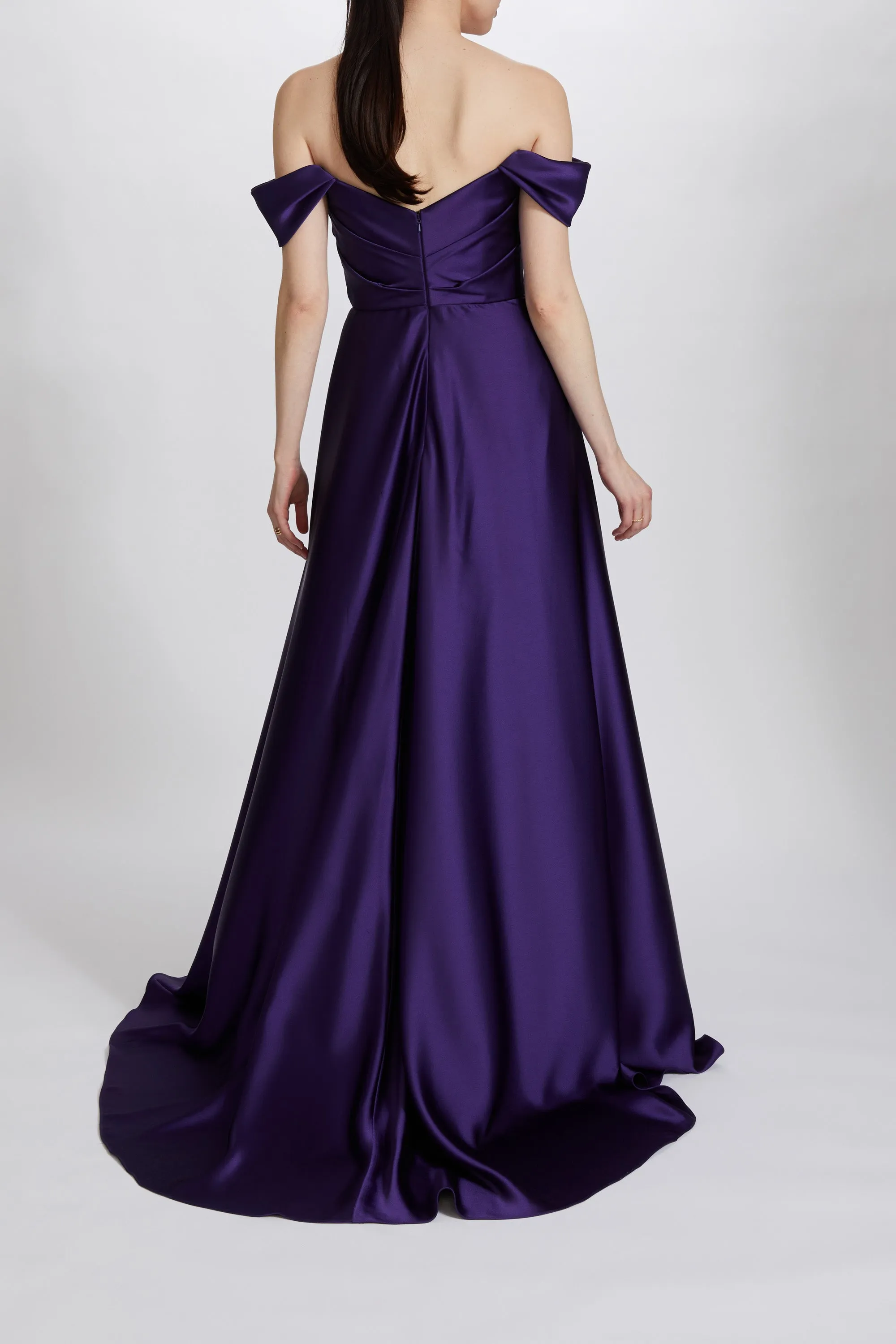 P619S - Fluid Satin Off-the-Shoulder Gown sold by Amsale product image thumbnail 4