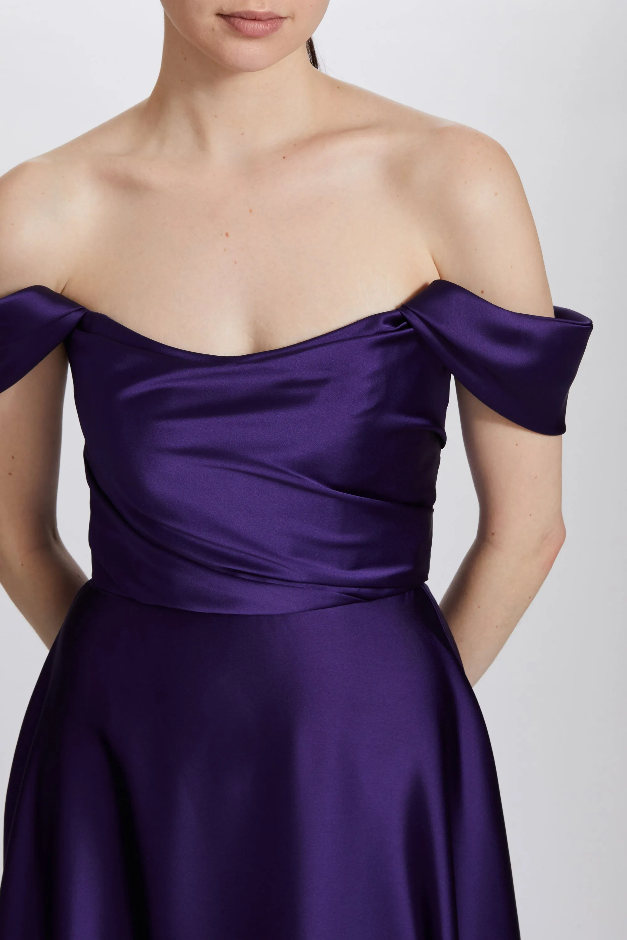 P619S - Fluid Satin Off-the-Shoulder Gown sold by Amsale product image thumbnail 2