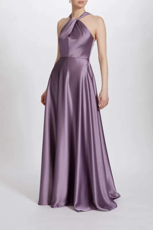 P615S - Fluid Satin Halter Gown sold by Amsale