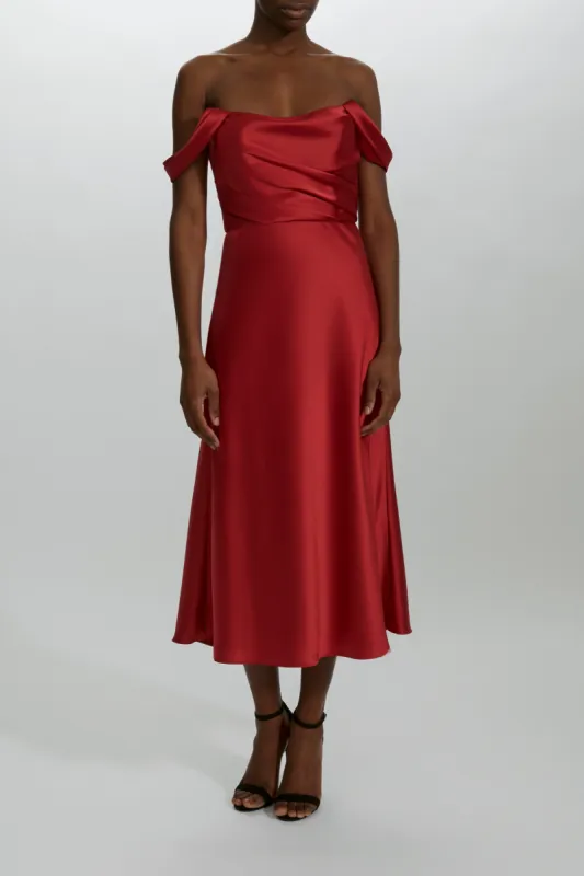 P436S - Off-the-Shoulder Draped Midi sold by Amsale